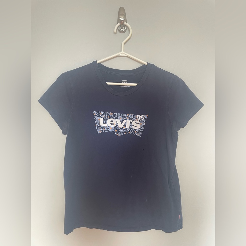 Levi's Navy Short Sleeve Tee with Floral Logo